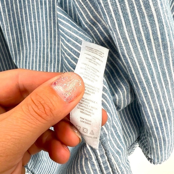 Alternative striped denim button down long sleeved shirt woman Large - Picture 5 of 6